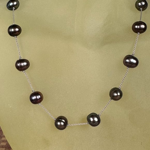 NEW Genuine Pearl Tin Cup Style Necklace with Silver Clasp - Picture 2 of 5